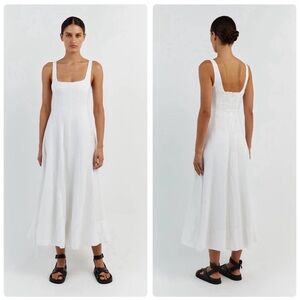 DISSH Milahn White Midi Linen Dress Size US 4